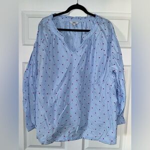 Croft & Barrow Light Blue Blouse with Red Dots
